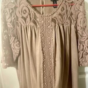 New Direction Lace Detail light brown Blouse